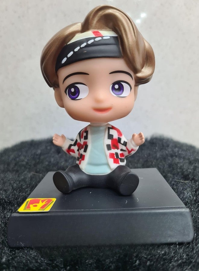 سلسلة مفاتيح مميزة، مجسم هزاز للوحة القيادة في السيارة مع حامل للهاتف المحمول، ديكور منزلي ومكتبي (BTS Tiny TAN)